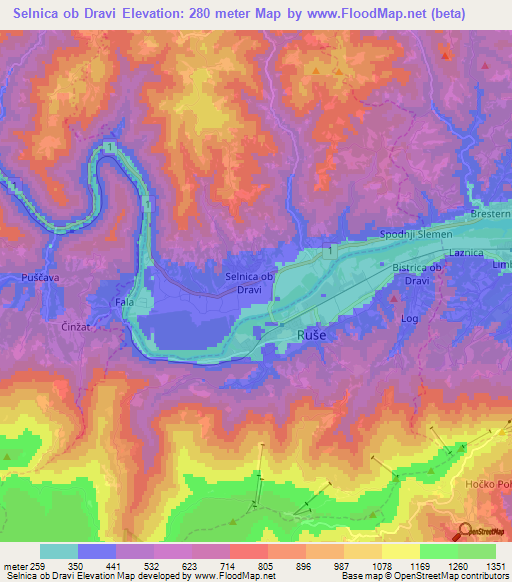 Selnica ob Dravi,Slovenia Elevation Map