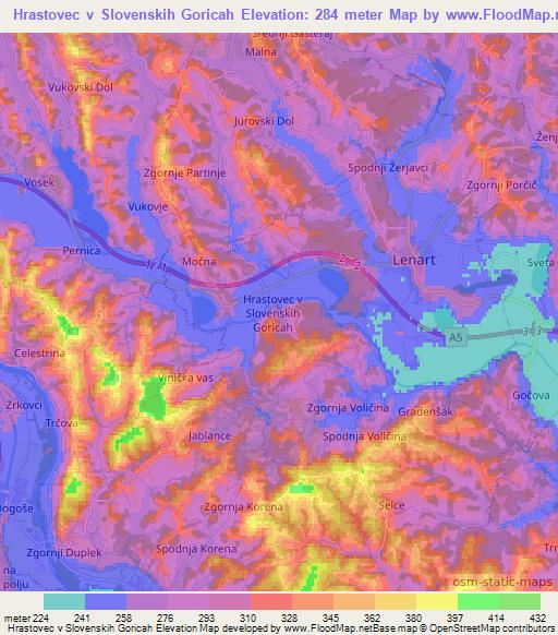 Hrastovec v Slovenskih Goricah,Slovenia Elevation Map