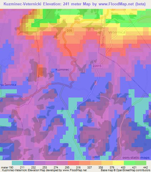 Kuzminec-Veternicki,Croatia Elevation Map