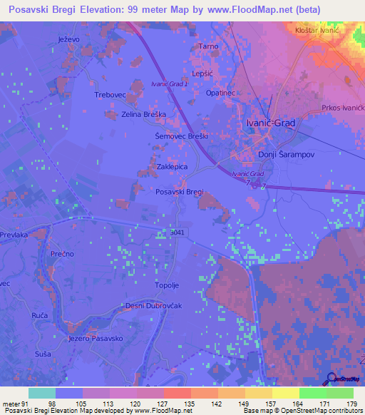 Posavski Bregi,Croatia Elevation Map
