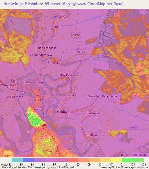 Hrastelnica,Croatia Elevation Map