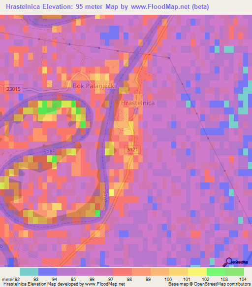 Hrastelnica,Croatia Elevation Map