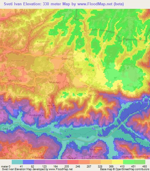 Sveti Ivan,Croatia Elevation Map