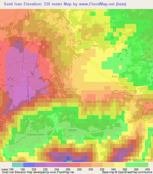 Sveti Ivan,Croatia Elevation Map