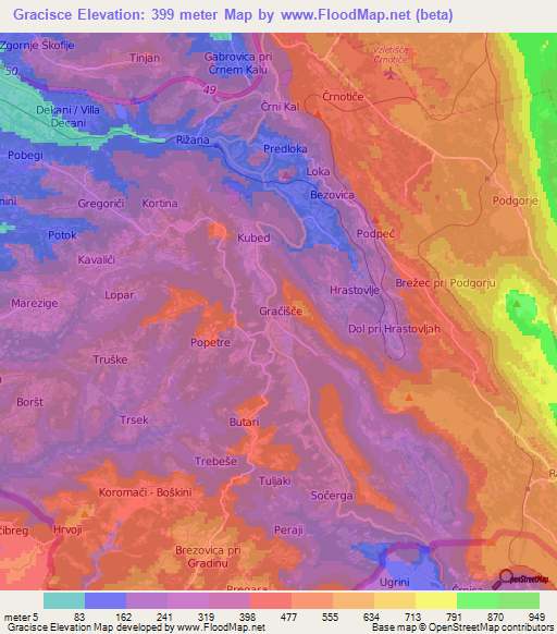 Gracisce,Slovenia Elevation Map