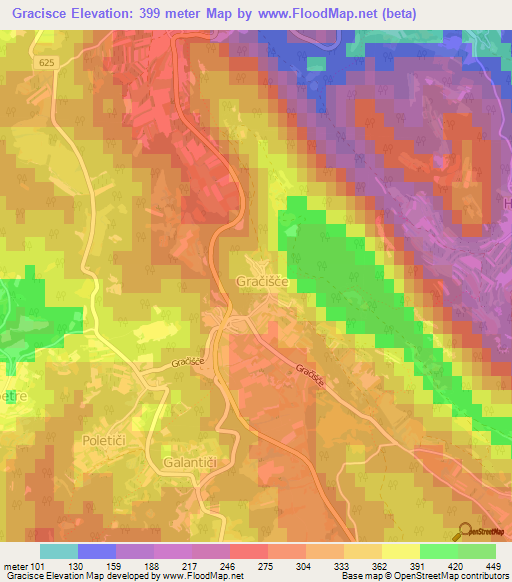 Gracisce,Slovenia Elevation Map