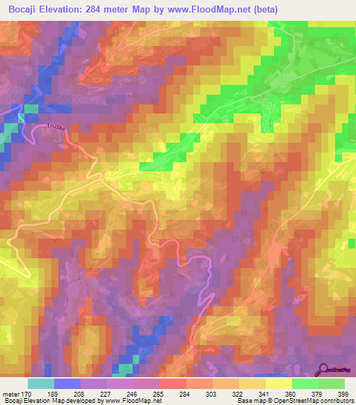 Bocaji,Slovenia Elevation Map