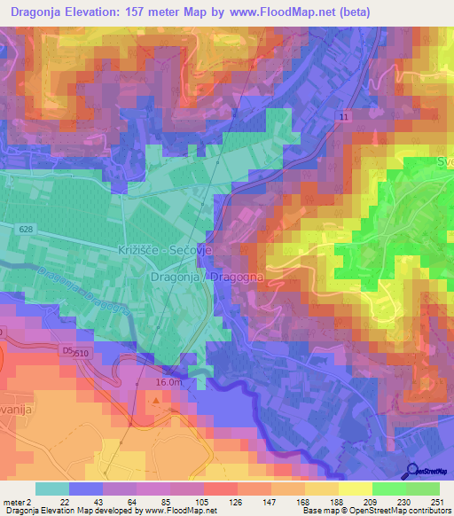 Dragonja,Slovenia Elevation Map