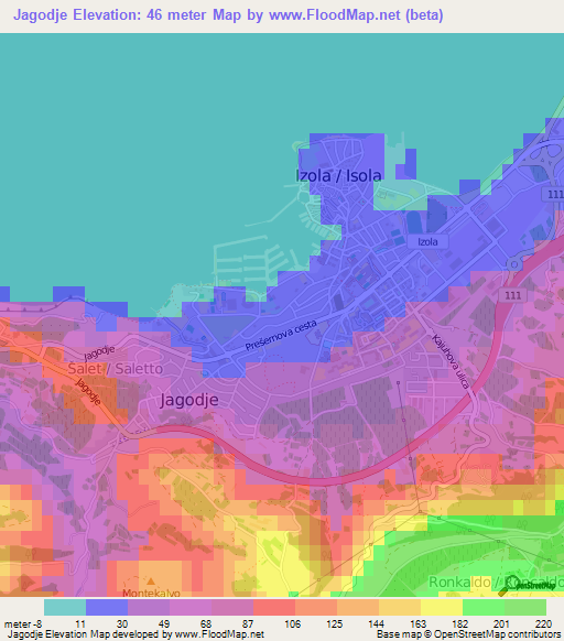 Jagodje,Slovenia Elevation Map