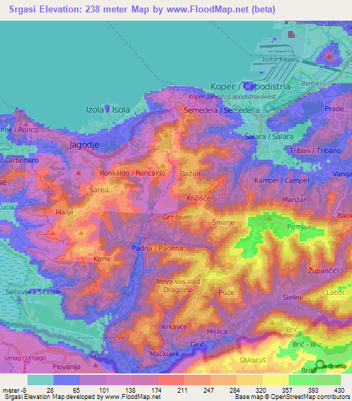 Srgasi,Slovenia Elevation Map