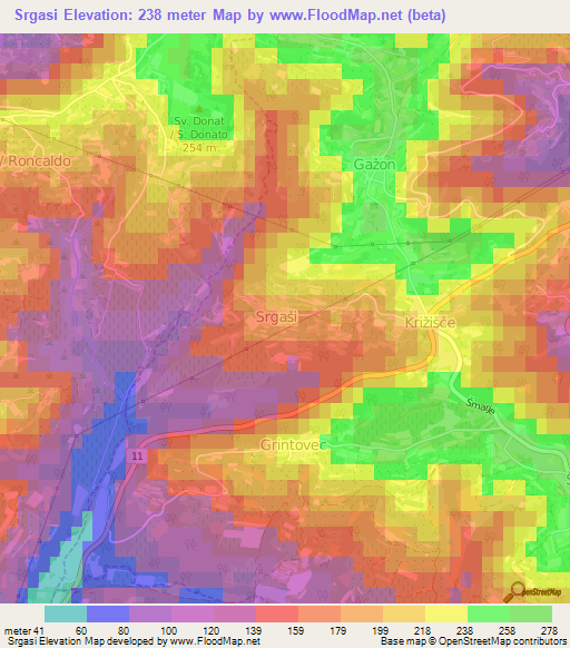 Srgasi,Slovenia Elevation Map