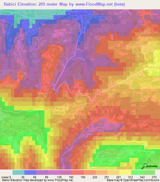 Babici,Slovenia Elevation Map