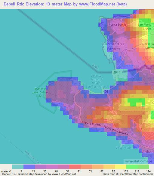 Debeli Rtic,Slovenia Elevation Map