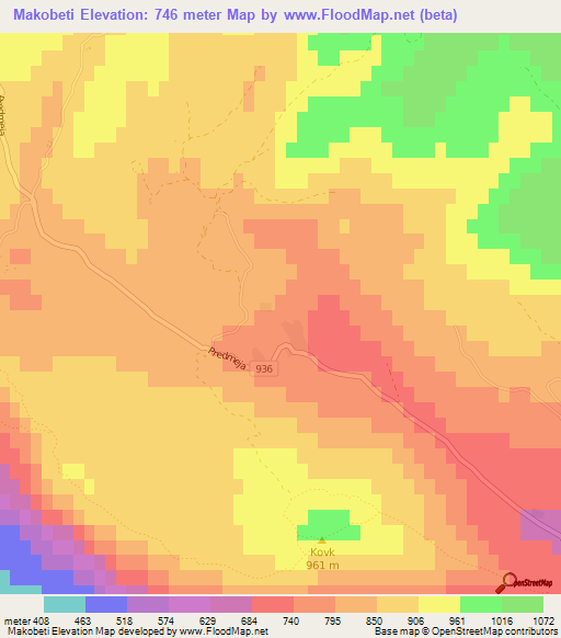 Makobeti,Slovenia Elevation Map