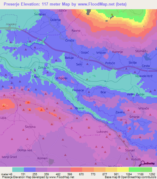 Preserje,Slovenia Elevation Map