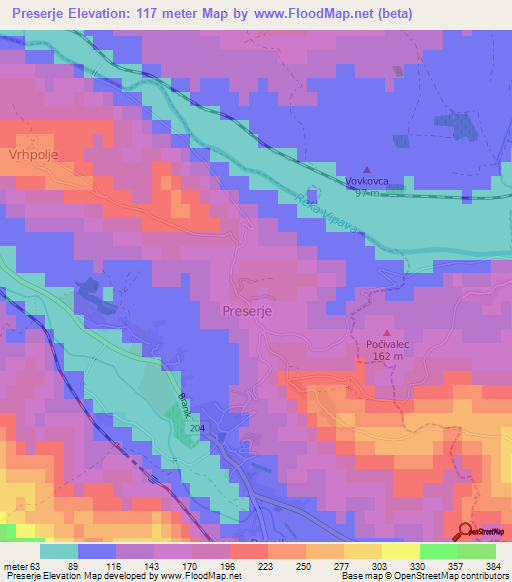 Preserje,Slovenia Elevation Map