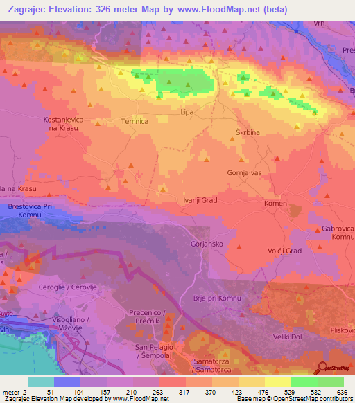 Zagrajec,Slovenia Elevation Map