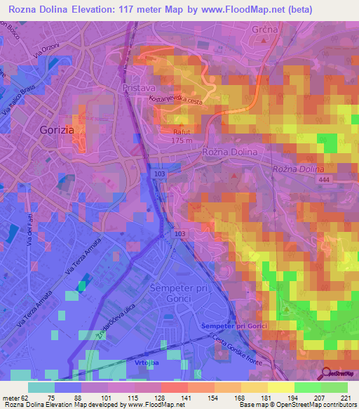 Rozna Dolina,Slovenia Elevation Map