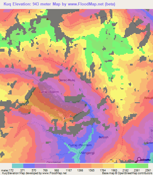 Kuq,Albania Elevation Map