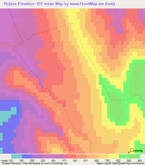 Shijeze,Albania Elevation Map