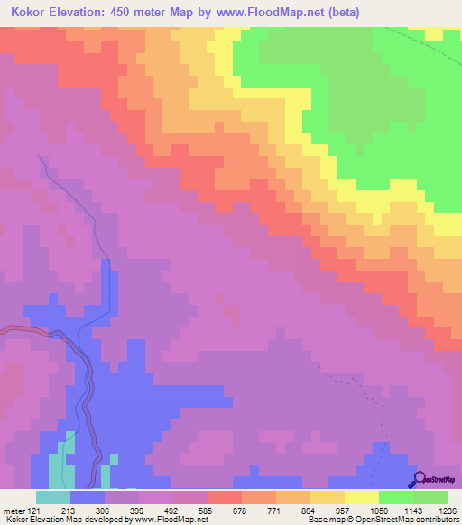 Kokor,Albania Elevation Map