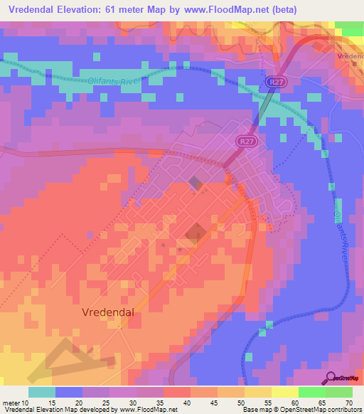 Vredendal,South Africa Elevation Map