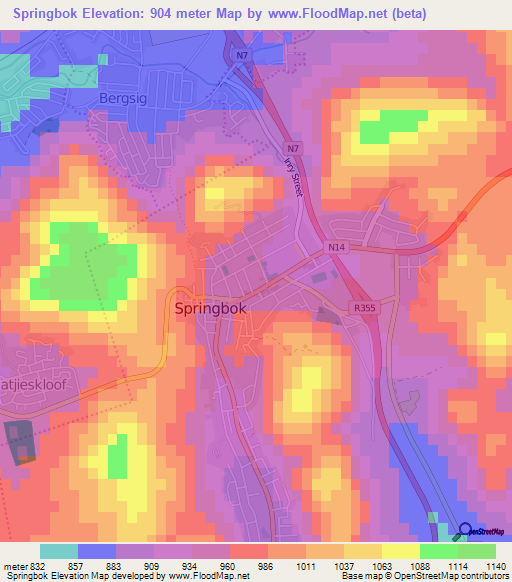 Springbok,South Africa Elevation Map