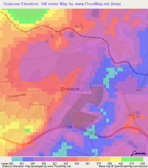 Grabouw,South Africa Elevation Map