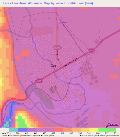 Ceres,South Africa Elevation Map