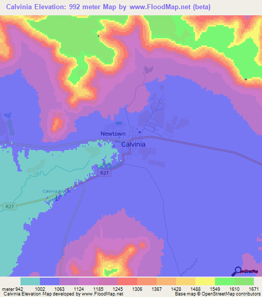 Calvinia,South Africa Elevation Map