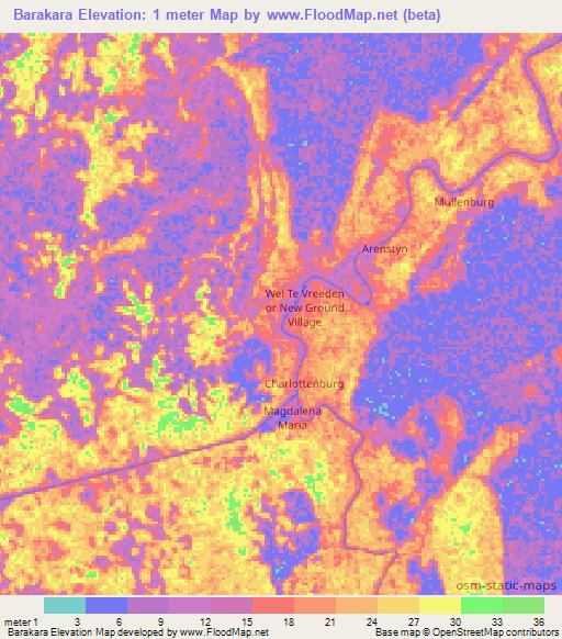 Barakara,Guyana Elevation Map