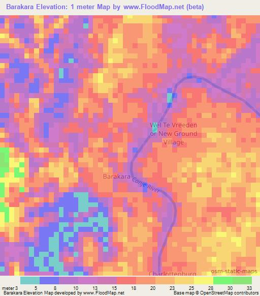 Barakara,Guyana Elevation Map