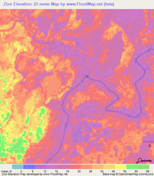 Zion,Guyana Elevation Map