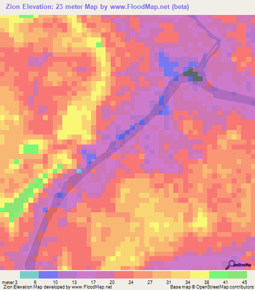 Zion,Guyana Elevation Map