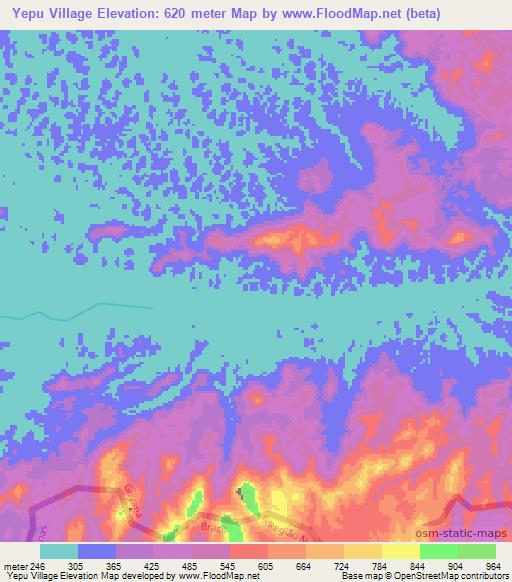 Yepu Village,Guyana Elevation Map