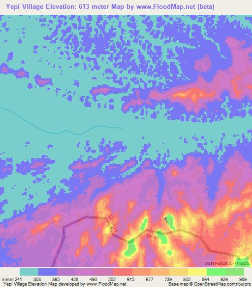 Yepi Village,Guyana Elevation Map