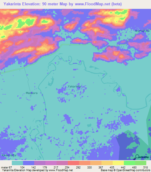 Yakarinta,Guyana Elevation Map