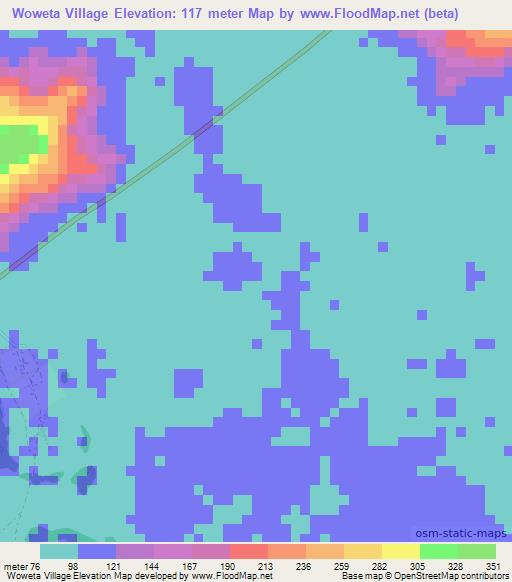 Woweta Village,Guyana Elevation Map