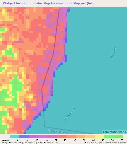 Wolga,Guyana Elevation Map