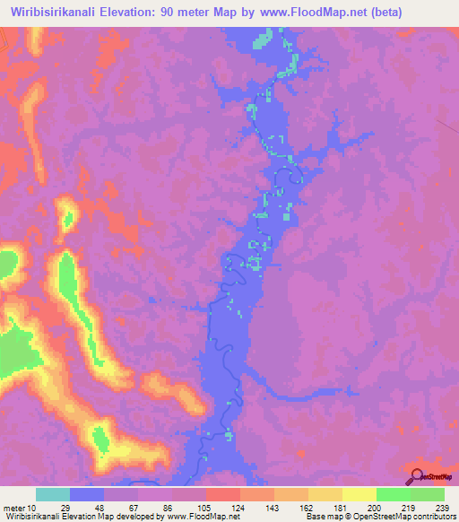 Wiribisirikanali,Guyana Elevation Map