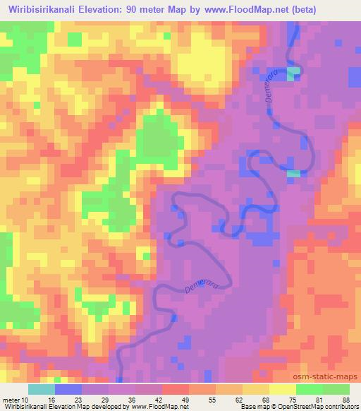 Wiribisirikanali,Guyana Elevation Map