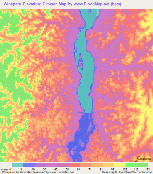 Wineperu,Guyana Elevation Map