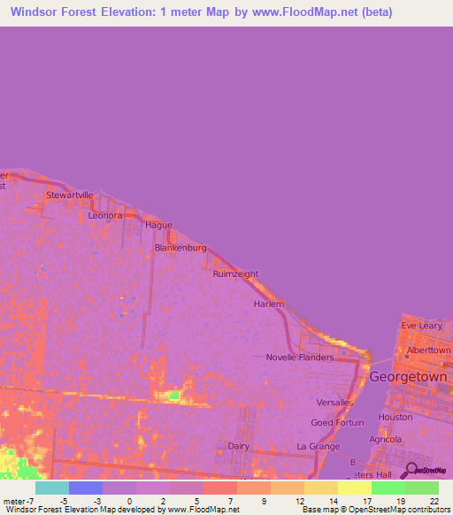 Windsor Forest,Guyana Elevation Map