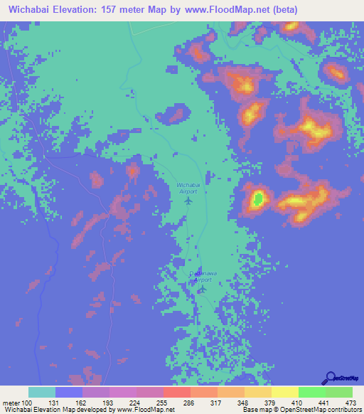 Wichabai,Guyana Elevation Map