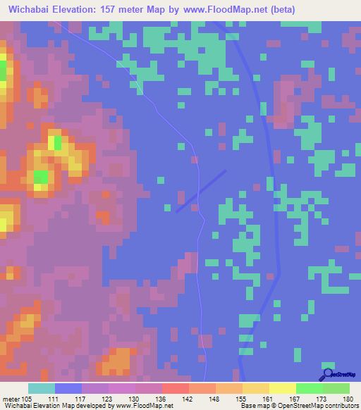 Wichabai,Guyana Elevation Map