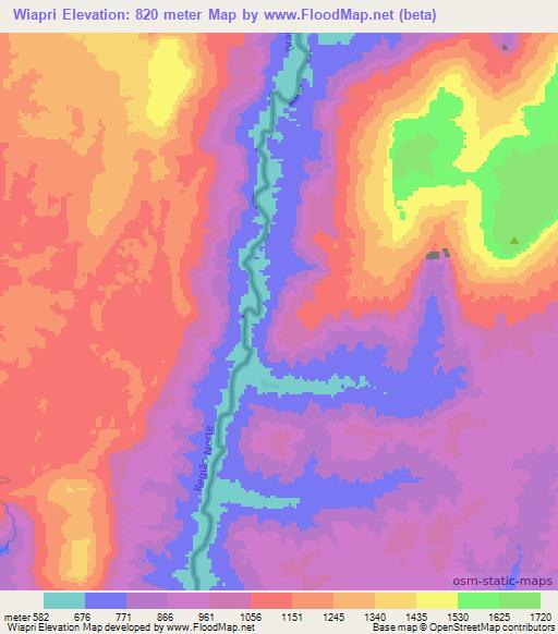 Wiapri,Guyana Elevation Map