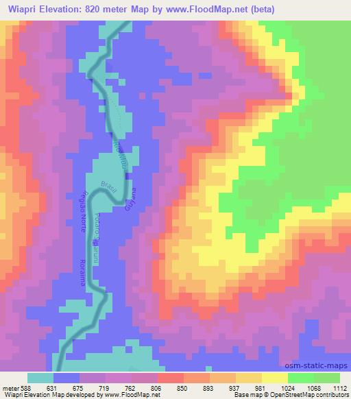 Wiapri,Guyana Elevation Map