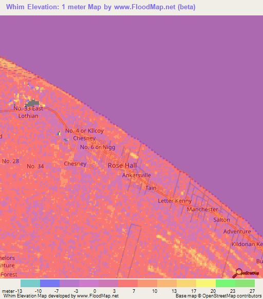 Whim,Guyana Elevation Map