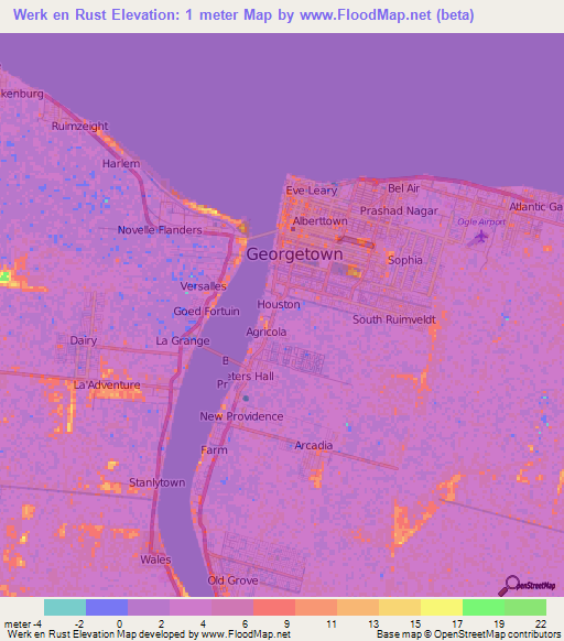 Werk en Rust,Guyana Elevation Map