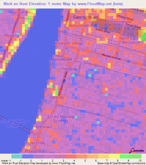 Werk en Rust,Guyana Elevation Map